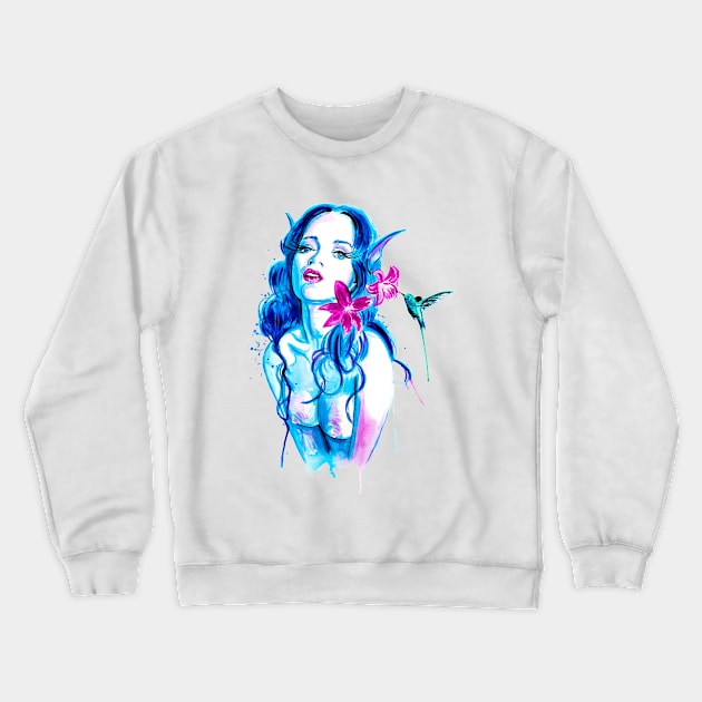 Fairy and Humminbird Crewneck Sweatshirt by beaugeste2280@yahoo.com